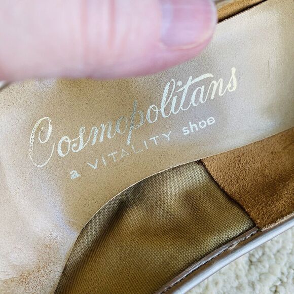 Vintage Mid High Heel Pumps Cosmopolitans Mid Century Tapestry Textile Shoes US9 - Picture 5 of 13